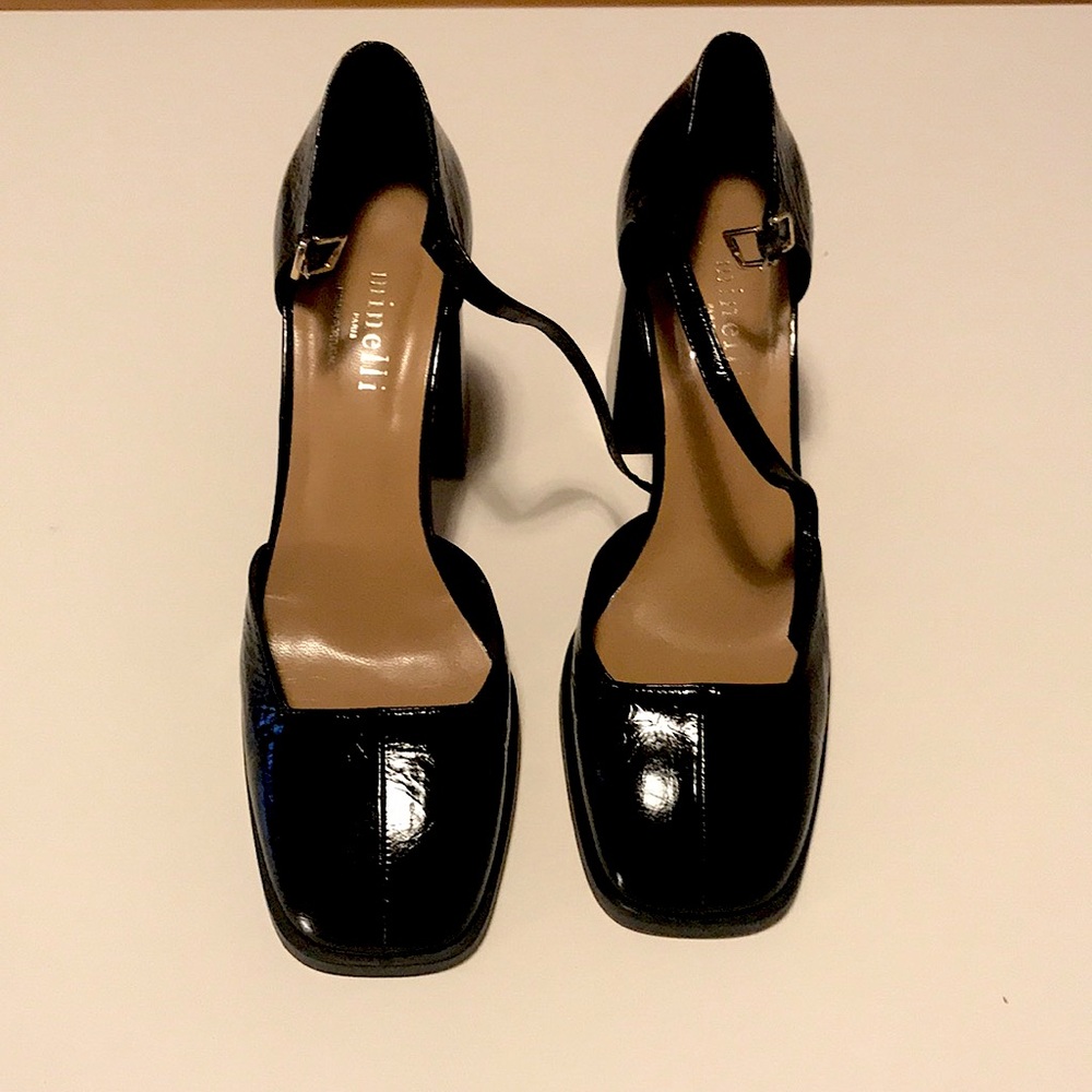 Minelli dark high heels; Worn inside once. You can wear them with anything!
